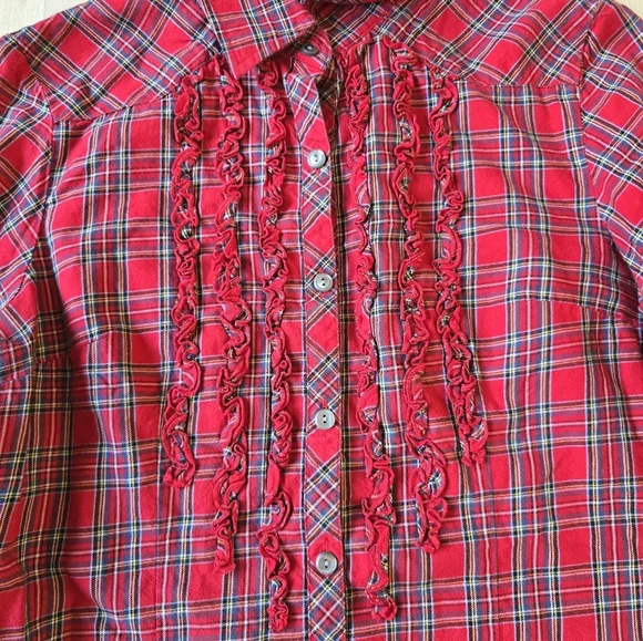 Pendleton Tartan Plaid Ruffled Button Up Size Small - Picture 4 of 11